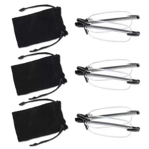 eyekeeper.com 3 Pack Rimless Reading Glasses Foldable Readers R15081 Eyeglasses