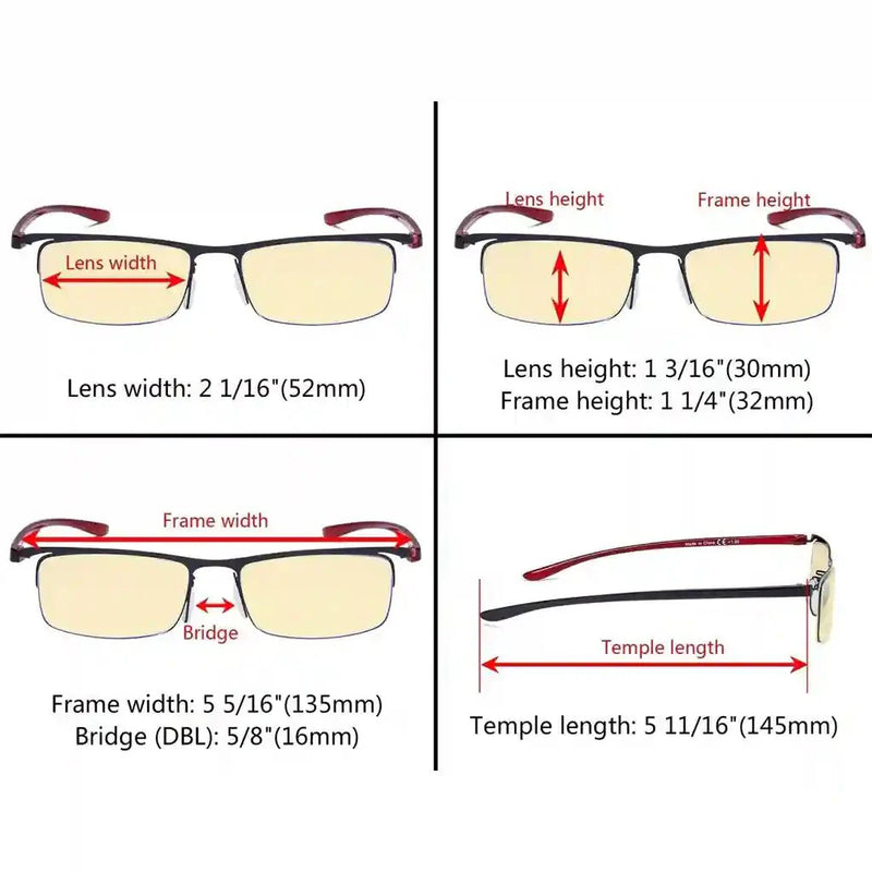 eyekeeper.com 3 Pack Semi-rimless Blue Light Blocking Readers TMCG12625 Eyeglasses