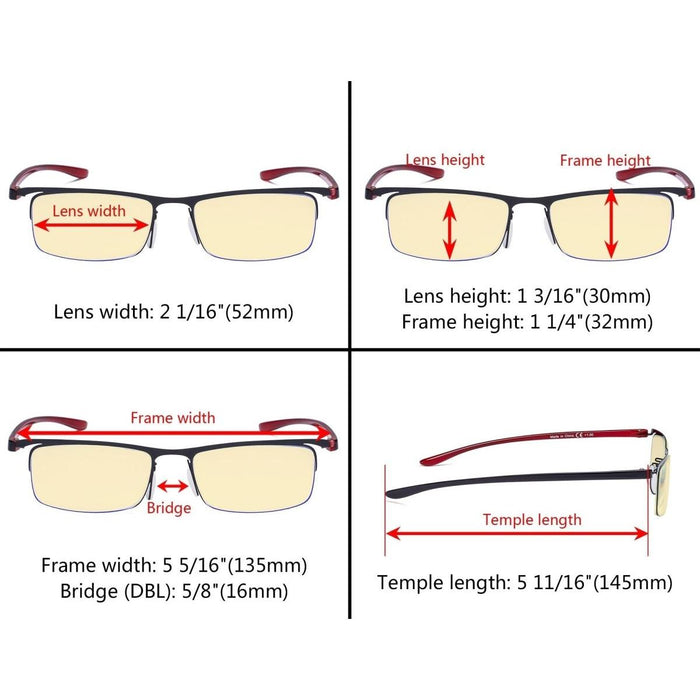 eyekeeper.com - 3 Pack Semi-rimless Blue Light Blocking Readers TMCG12625