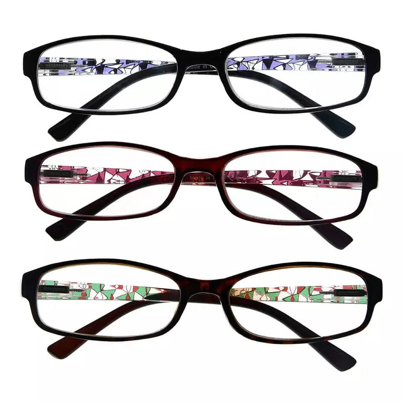 eyekeeper.com 3 Pack Small Lens Reading Glasses with Pattern Temples R908 Eyeglasses