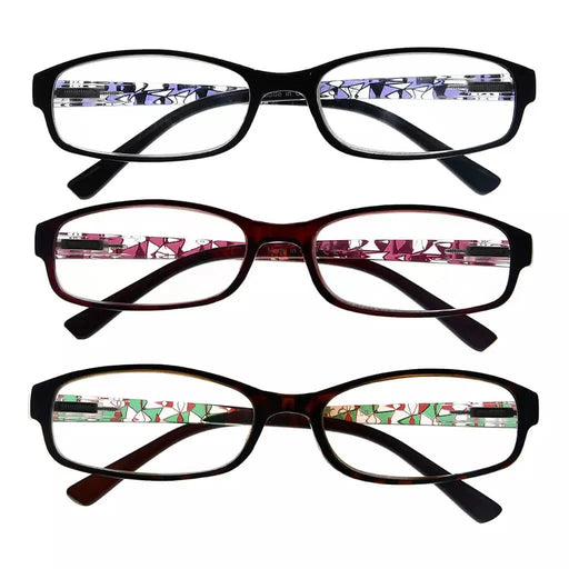 eyekeeper.com 3 Pack Small Lens Reading Glasses with Pattern Temples R908 Eyeglasses
