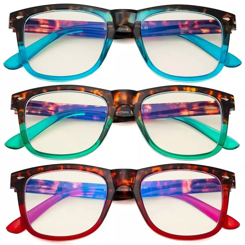 eyekeeper.com 3 Pack Square Blue Light Filter Reading Glasses UVR080D Eyeglasses