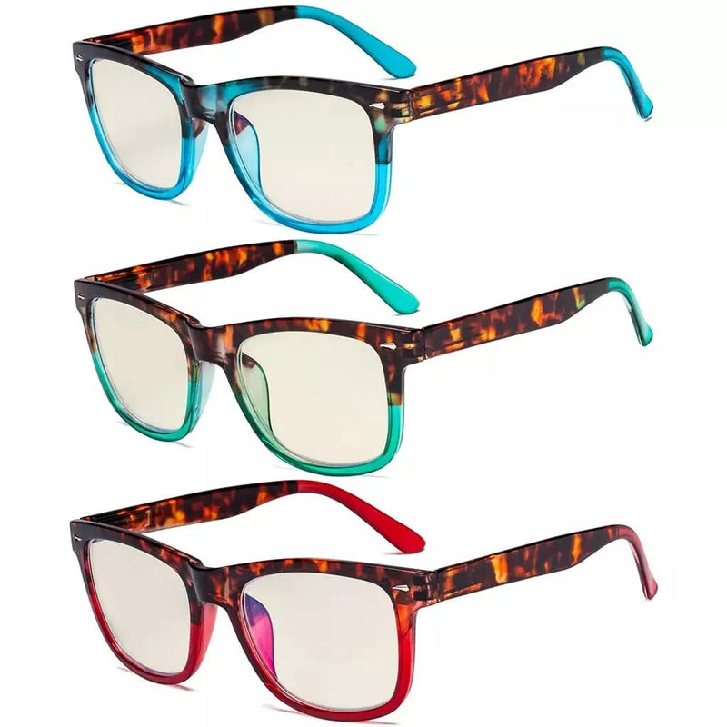 eyekeeper.com 3 Pack Square Blue Light Filter Reading Glasses UVR080D Eyeglasses