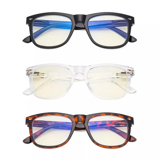 eyekeeper.com 3 Pack Square Large Lenses Blue Light Filter Reading Glasses UVR080 Eyeglasses