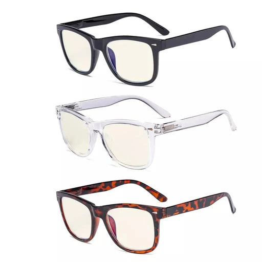 eyekeeper.com 3 Pack Square Large Lenses Blue Light Filter Reading Glasses UVR080 Eyeglasses
