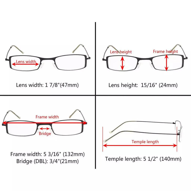 eyekeeper.com 3 Pack Stainless Steel Lightweight Reading Glasses R15005 Eyeglasses