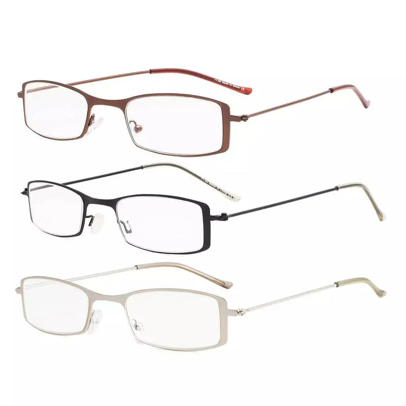 eyekeeper.com 3 Pack Stainless Steel Lightweight Reading Glasses R15005 Eyeglasses