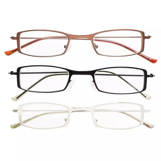 eyekeeper.com 3 Pack Stainless Steel Lightweight Reading Glasses R15005 Eyeglasses