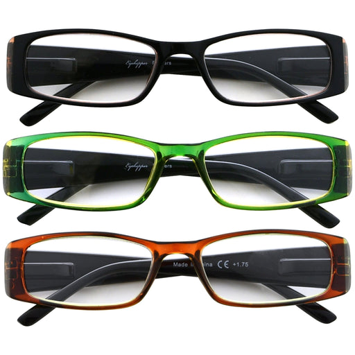 eyekeeper.com - 3 Pack Stylish Rectangle Reading Glasses 3PKR006