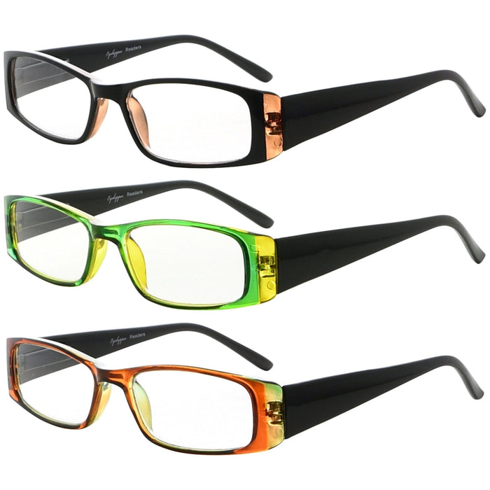 eyekeeper.com - 3 Pack Stylish Rectangle Reading Glasses 3PKR006