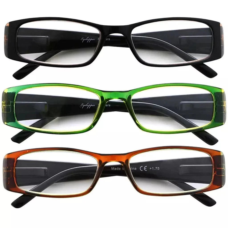 eyekeeper.com 3 Pack Stylish Reading Glasses Comfort Spring Hinges Readers 3PKR006 Eyeglasses