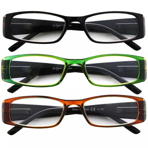 eyekeeper.com 3 Pack Stylish Reading Glasses Comfort Spring Hinges Readers 3PKR006 Eyeglasses