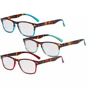 eyekeeper.com 3 Pack Stylish Reading Glasses with Tortoise Arm R046D Eyeglasses