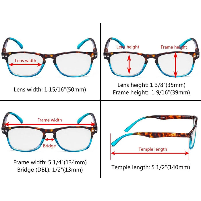 eyekeeper.com - 3 Pack Stylish Reading Glasses with Tortoise Arm R046D