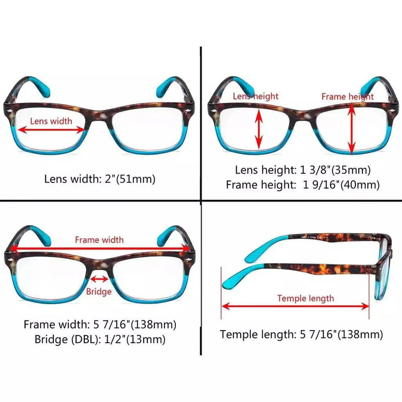 eyekeeper.com 3 Pack Stylish Rectangle Comfort Reading Glasses R075D Eyeglasses