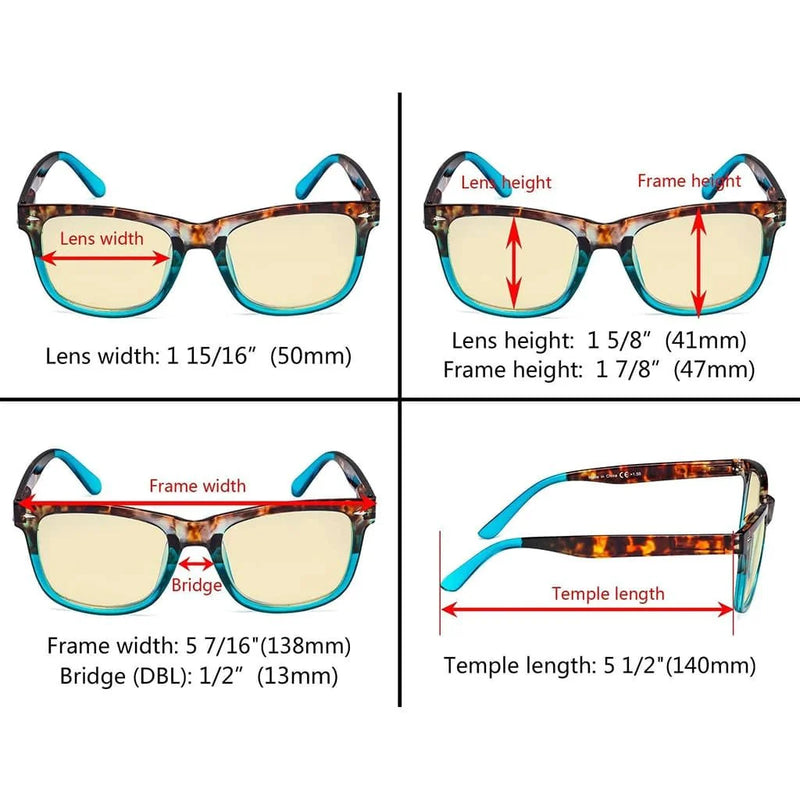 eyekeeper.com 3 Pack Stylish Square Blue Light Blocking Readers TM080D Eyeglasses