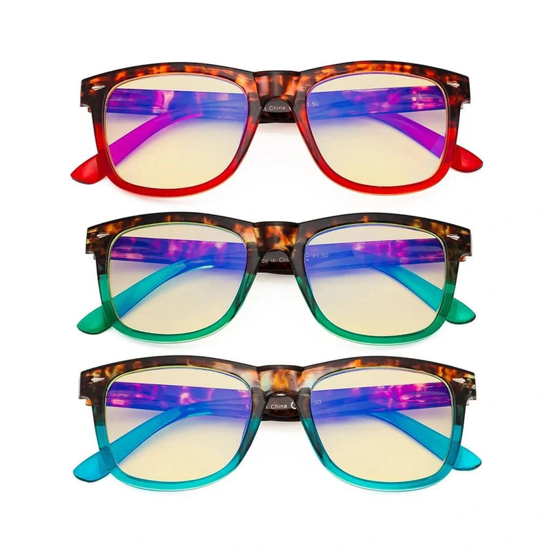 eyekeeper.com 3 Pack Stylish Square Blue Light Blocking Readers TM080D Eyeglasses