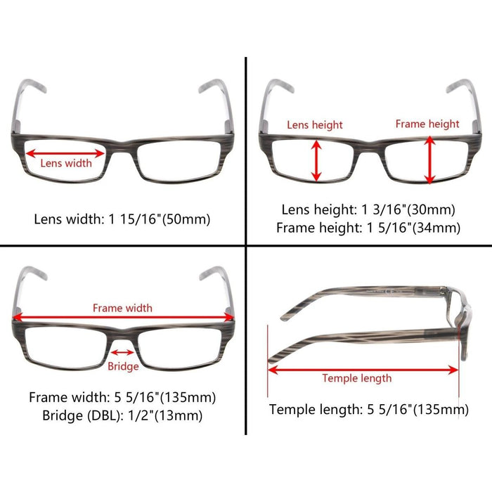 eyekeeper.com - 3 Pack Stylish Striped Reading Glasses R026