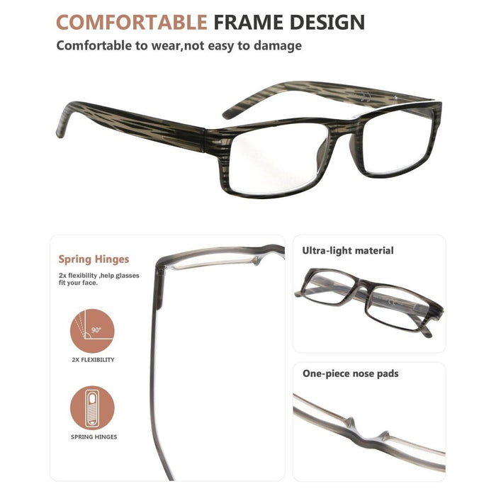 eyekeeper.com - 3 Pack Stylish Striped Reading Glasses R026