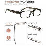 eyekeeper.com 3 Pack Stylish Striped Rectangle Reading Glasses R026 Eyeglasses