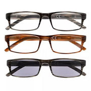 eyekeeper.com 3 Pack Stylish Striped Rectangle Reading Glasses R026 Eyeglasses