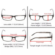 eyekeeper.com 3 Pack Stylish Striped Rectangle Reading Glasses R026 Eyeglasses