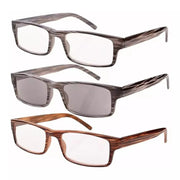 eyekeeper.com 3 Pack Stylish Striped Rectangle Reading Glasses R026 Eyeglasses