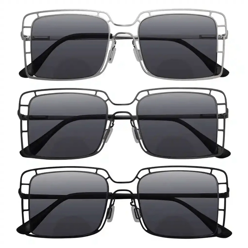 eyekeeper.com 3 Pack Thin Metal Hollow Bifocal Reading Sunglasses SBR2301 Sunglasses