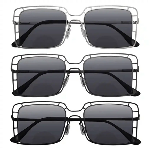 eyekeeper.com 3 Pack Thin Metal Hollow Bifocal Reading Sunglasses SBR2301 Sunglasses