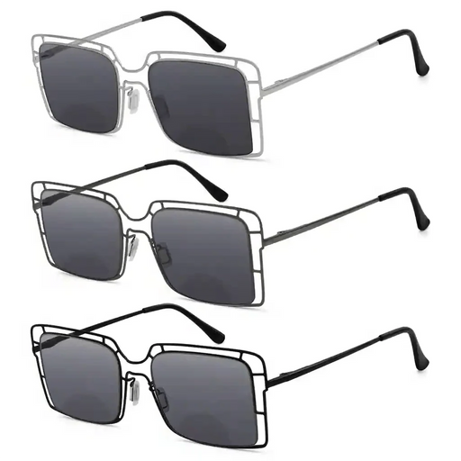 eyekeeper.com 3 Pack Thin Metal Hollow Bifocal Reading Sunglasses SBR2301 Sunglasses