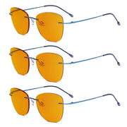 eyekeeper.com 3 Pack Titanium Blue Light Blocking Reading Glasses DSWK9902 Eyeglasses