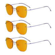 eyekeeper.com 3 Pack Titanium Blue Light Blocking Reading Glasses DSWK9902 Eyeglasses