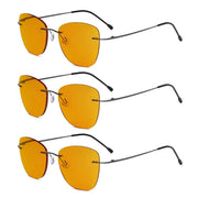 eyekeeper.com 3 Pack Titanium Blue Light Blocking Reading Glasses DSWK9902 Eyeglasses