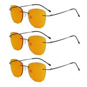 eyekeeper.com 3 Pack Titanium Blue Light Blocking Reading Glasses DSWK9902 Eyeglasses