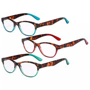 eyekeeper.com 3 Pack Tortoise Arm Oval Reading Glasses R074D Eyeglasses