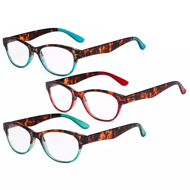 eyekeeper.com 3 Pack Tortoise Arm Oval Reading Glasses R074D Eyeglasses