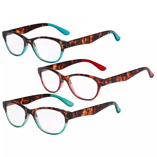 eyekeeper.com 3 Pack Tortoise Arm Oval Reading Glasses R074D Eyeglasses
