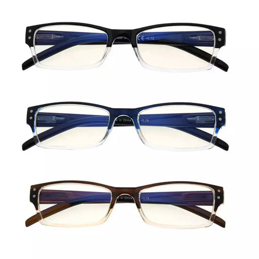 eyekeeper.com 3 Pack Two-tone Color Blue Light Filter Readers UVR012 Eyeglasses