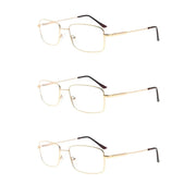 eyekeeper.com 3 Pack Vintage Rectangle Reading Glasses Metal Readers R1701 Eyeglasses