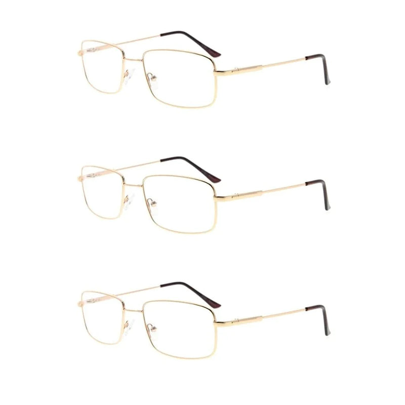eyekeeper.com 3 Pack Vintage Rectangle Reading Glasses Metal Readers R1701 Eyeglasses