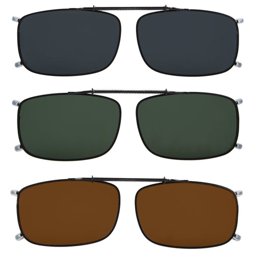 eyekeeper.com - 3 Pack Vintage Clip on Polarized Sunglasses C63 (54MMx34MM)