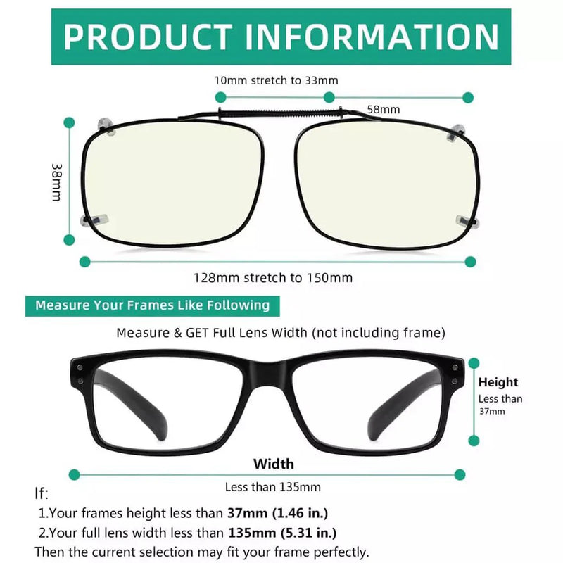 eyekeeper.com 3 Pack Wide Clip on Blue Light Filter Glasses C60 (58MMx38MM) Eyeglasses