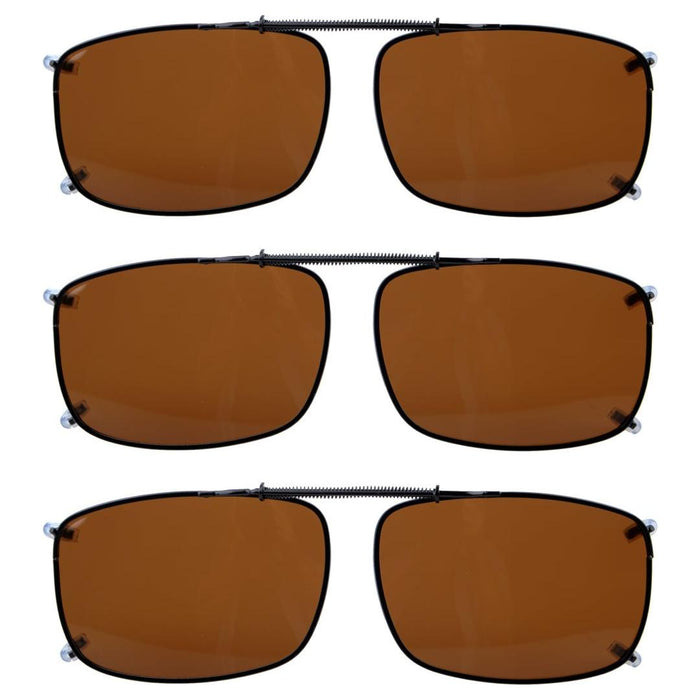 Eyekeeper  - 3 Pack Wide Lens Clip on Polarized Sunglasses C60(58MMx38MM)