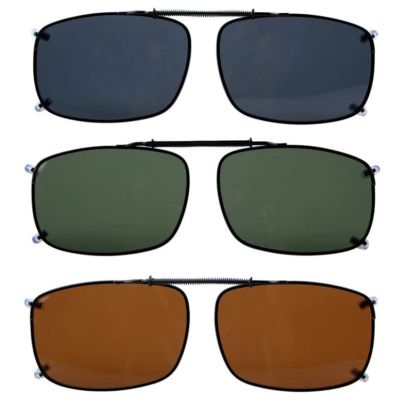 eyekeeper.com 3 Pack Wide Lens Clip on Polarized Sunglasses C60(57mmX39mm) Sunglasses White Smoke 3 Pairs Mix