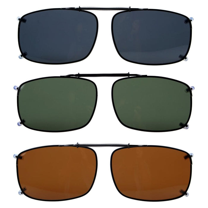 Eyekeeper  - 3 Pack Wide Lens Clip on Polarized Sunglasses C60(58MMx38MM)