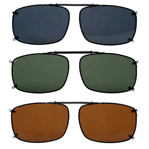 eyekeeper.com 3 Pack Wide Lens Clip on Polarized Sunglasses C60(58MMx38MM) Sunglasses