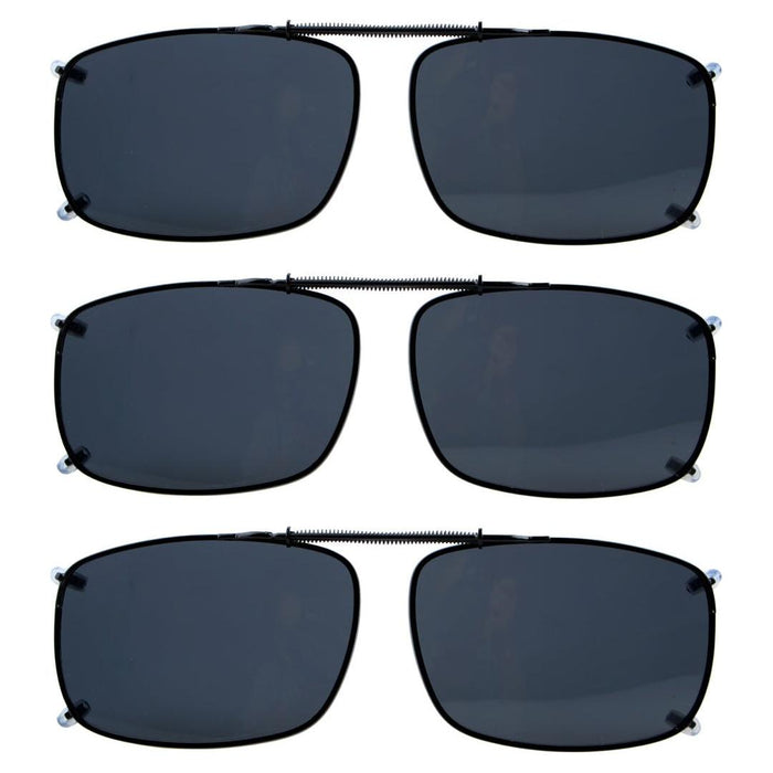 Eyekeeper  - 3 Pack Wide Lens Clip on Polarized Sunglasses C60(58MMx38MM)