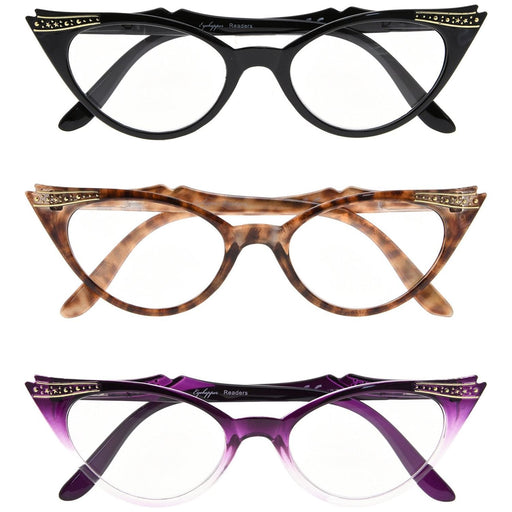 3 Pack Cat-eye Reading Glasses Vintage Readers R914