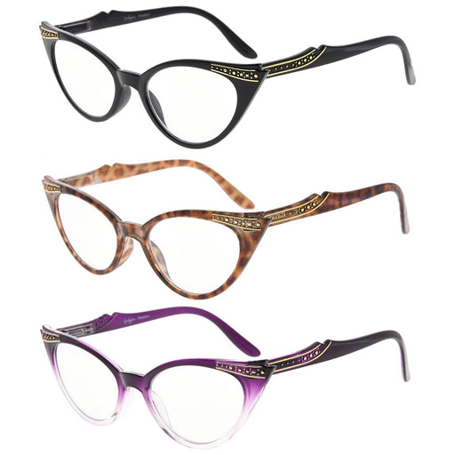 3 Pack Cat-eye Reading Glasses Vintage Readers R914