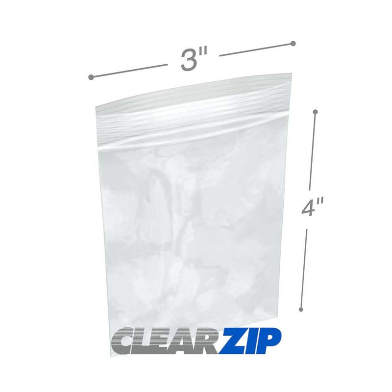 Generic Clear Zip-Lock Bags, 2 Mil, 3" x 4" (100 Count) Food Storage